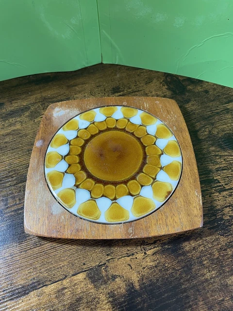 Wyncraft vintage/restro trivet madera y cerámica