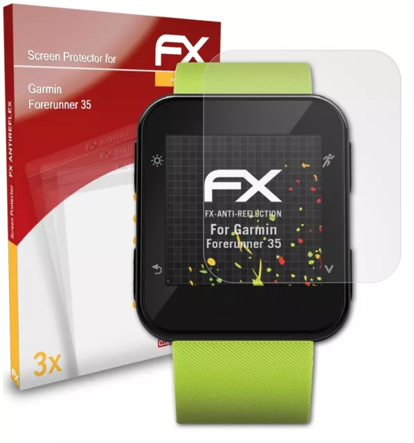 atFoliX 3x Panzerfolie für Garmin Forerunner 35 Schutzfolie matt&stoßfest Folie