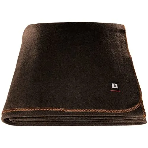 90% Wool Blankets, 90" x 66 Thick Wool Blanket for Winter Camping Military Brown