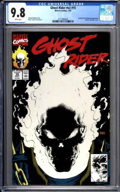 GHOST RIDER #15 - 1st Print Glow In The Dark Cover - CGC 9.8 Marvel 1991