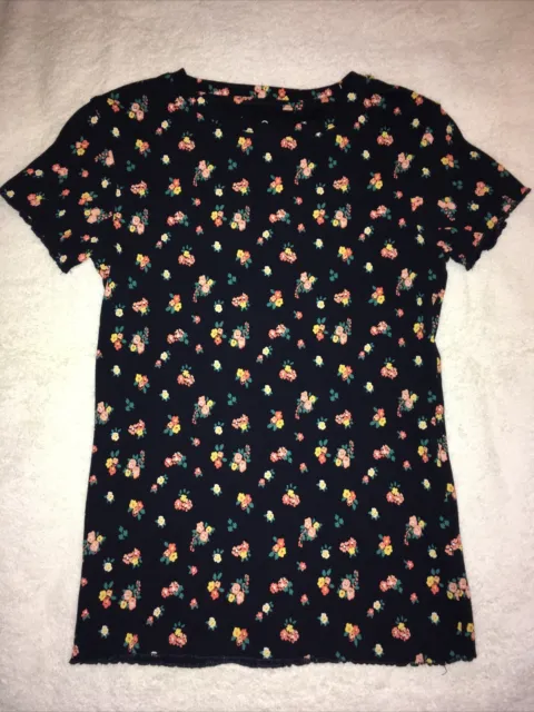 girls next floral navy ribbed jersey T tee shirt top ditsy flowers age 10 years