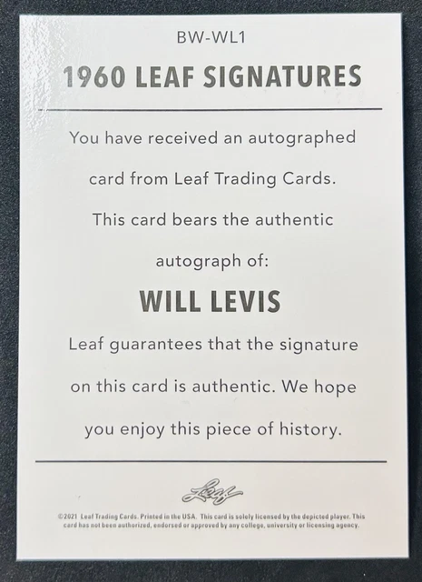 2022 Leaf Will Levi’s 1964 Signature /99 Tennessee Titans Kentucky Wildcats 2