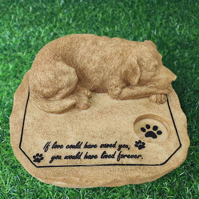 SLEEPING DOG MEMORIAL Stone Pet Grave Marker Garden Lawn Tombstone