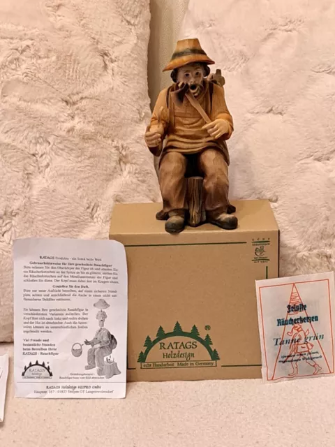 Orig.Ratags Erzgebirge Massivholz Räuchermann Neu Orig.verpackt.