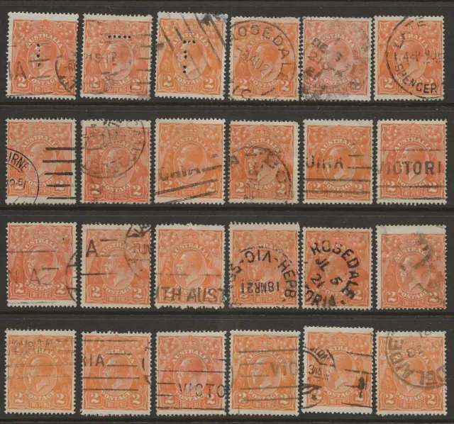 KGV'S       GROUP of 2d ORANGE    SINGLE WATERMARKS           GOOD LOT