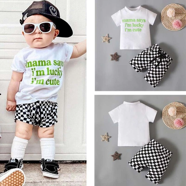 Pantaloni pantaloncini pantaloni neonati bambini maniche corte set abiti bambini