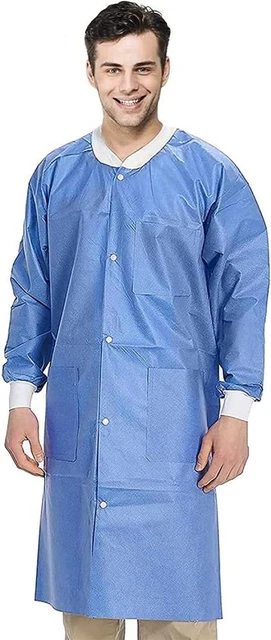 AMZ Medical Supply Disposable Gowns X-Large 10 Pack. Blue Surgical Gowns. 40 gsm
