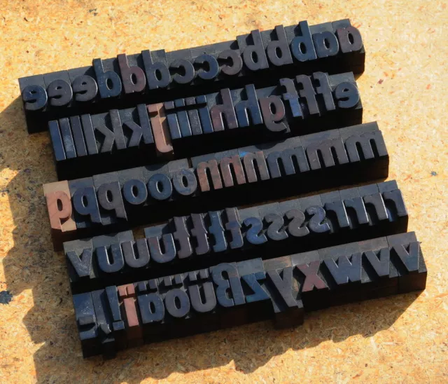 a-z Alphabet 27 mm Holzbuchstaben Lettern original Druckerei Stempel Buchdruck~~