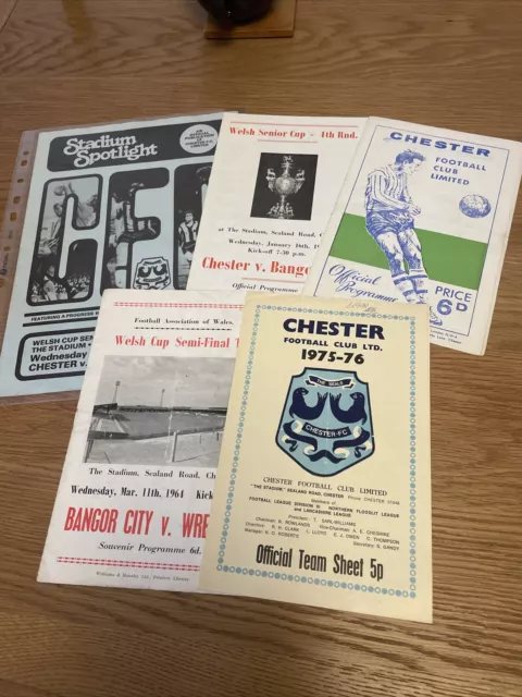 5 CHESTER FC WELSH CUP PROGRAMMES 1960’s & 1970’s