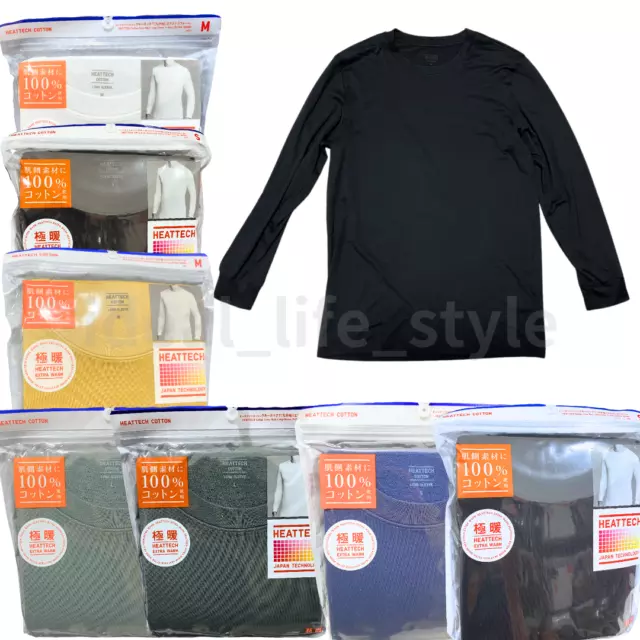 UNIQLO HEATTECH EXTRA Warm Cotton V-Neck Long-Sleeve T-Shirt Black