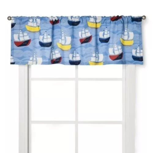 Room 365 Regatta Window Valance 54x15 red blue sailboats nursery boys new