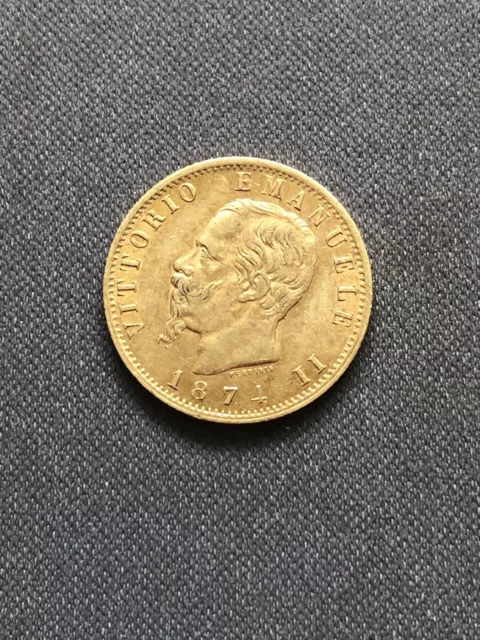 Goldmünze Italien 20 Lire 1874 - Vittorio Emanuele II -