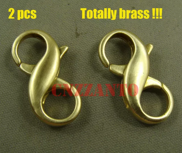 2pcs Solid brass 8 shaped snap hook clip lobster clasps Trigger key chain KC142