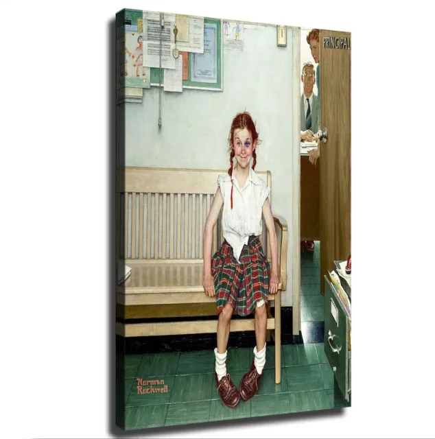 Norman Rockwell Shiner Outside The Principal's Office Art Poster Picture Canvas