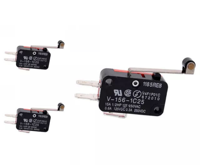 3x Micro Interruptor Rodillo Palanca V-156-1C25 Switch SPDT Accion Rapida 4219