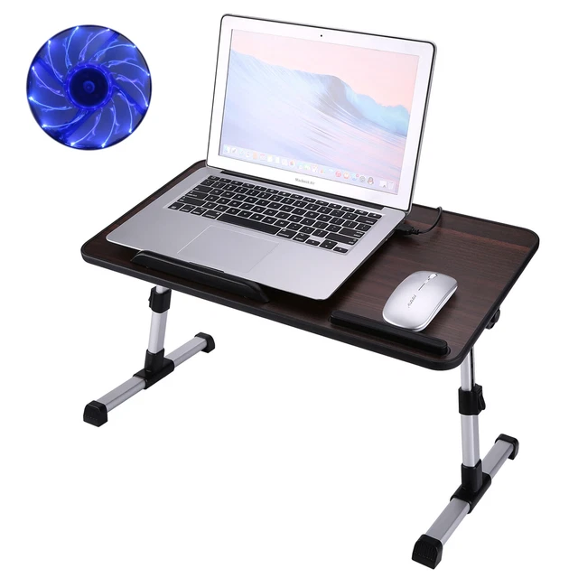 ADJUSTABLE LAPTOP DESK Bed Tray Foldable Table Stand CPU Cooling Fans