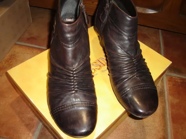 Bottines Boots Chaussures Femme Bellissima Marron Cuir Dble Tissu 41 Com Neuves
