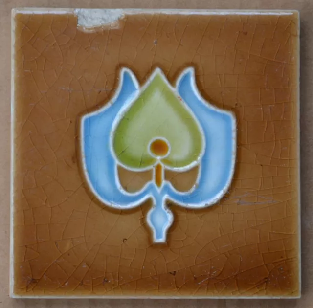 England - Antique Art Nouveau Majolica Tile C1900