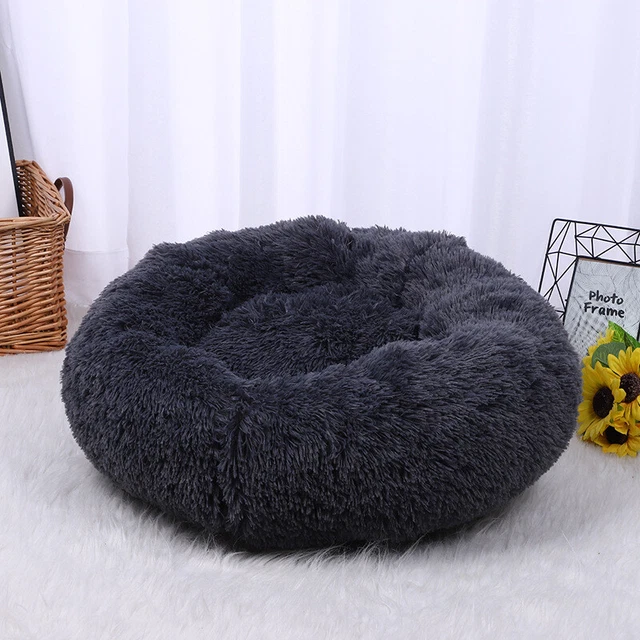 NEW Donut Plush Pet Dog Cat Bed Fluffy Soft Warm Calm Bed Sleeping Kennel Nest 5