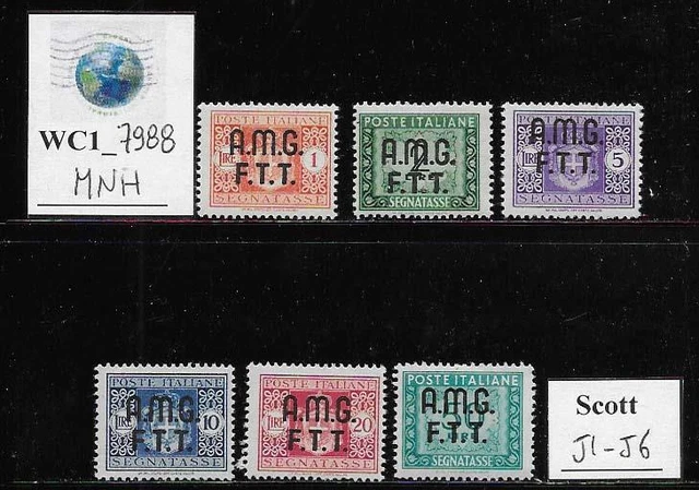 WC1_7988. TRIESTE FTT. 1947 postage due set. Scott J1-J6. MNH