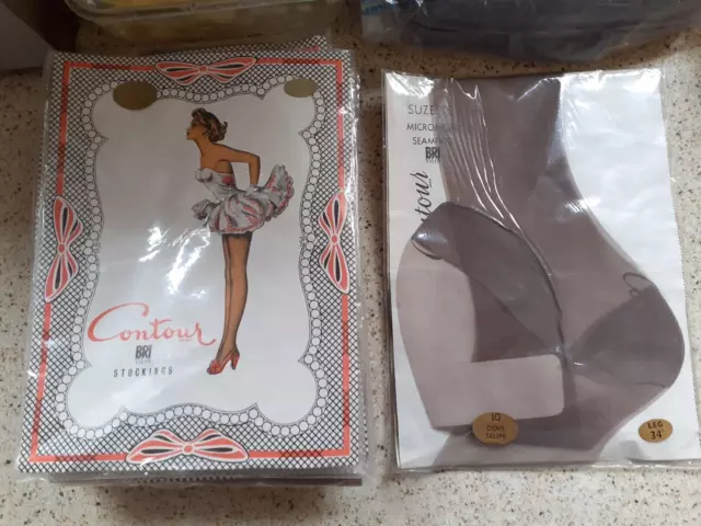 Calze Vintage Anni '50/'60, Contorno Suzette, Senza Cuciture, Talpa Colomba, Taglia 10