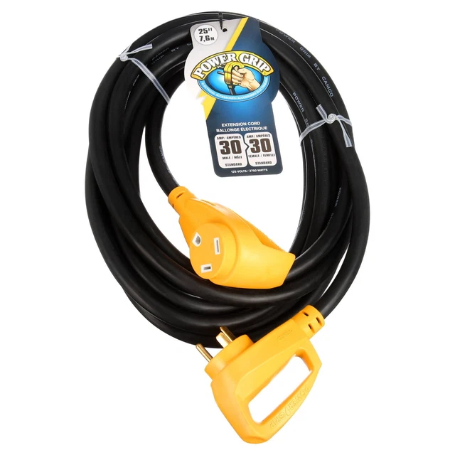HEAVYDUTY RV EXTENSION Cord with PowerGrip Handles 25Foot 30Amp 10
