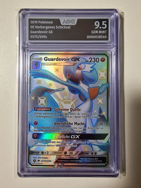 Pokemon Gardevoir GX Shiny Holo DE SV75/SV94 Hidden Fates AOG 9,5 Gem Mint