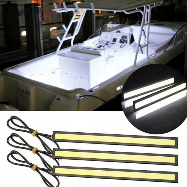 3x barres leds lumineuses cob Blanches autocollante avec cables 12V pour bateaux