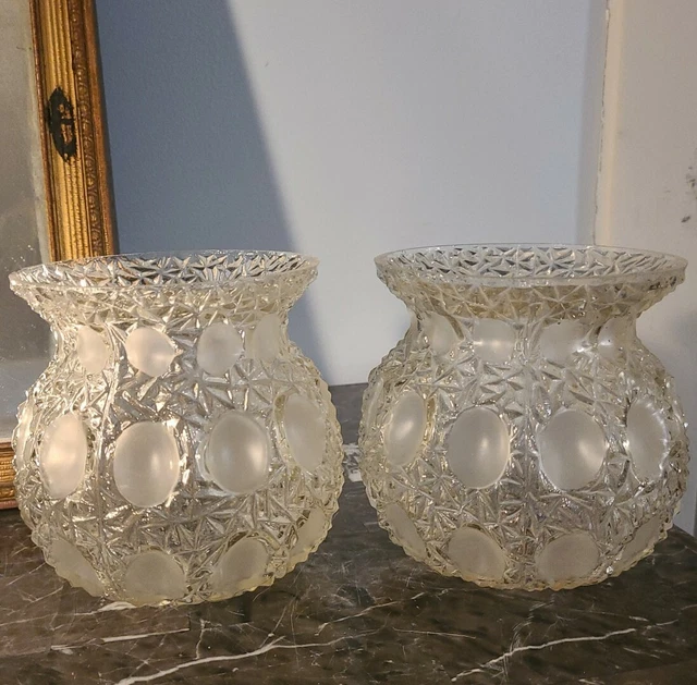 Two large Antique Art Deco Art Nouveau STYLE Victorian Style Glass Globes