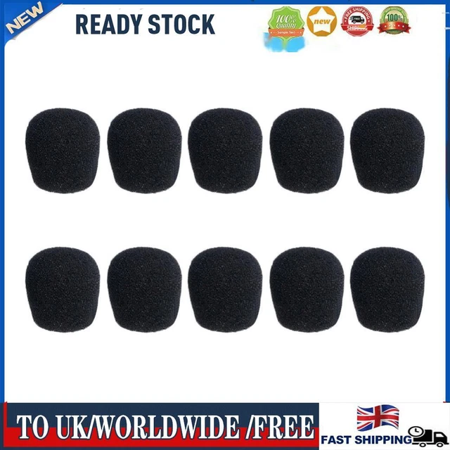 10pcs 25mm Black Microphone Headset Foam Sponge Windscreen Mic Covers Case Caps