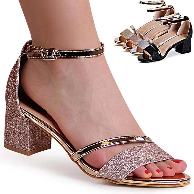 Chaussures Femme Paillettes Lanière Sandales Talons Hauts Escarpins Bout Ouvert