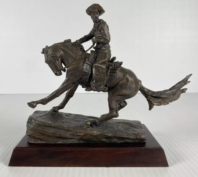 Frederic Remington The Cowboy Bronze Sculpture Statue 1988 The Franklin Mint