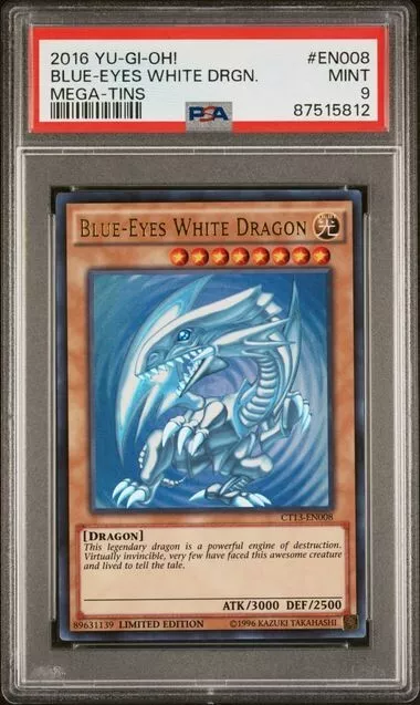 PSA 9 Mint - Blue-Eyes White Dragon CT13-EN008 Limited Edition Ultra Rare YuGiOh