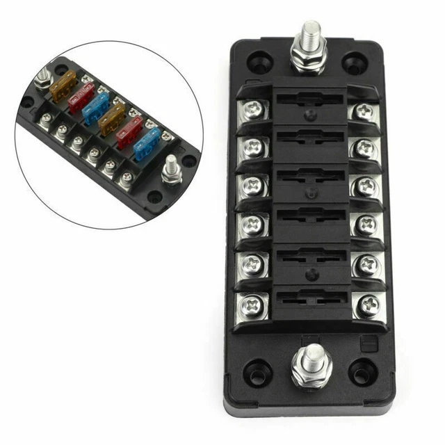 6 Way Blade Fuse Holder Box Block With Negative Pole Kit For Car Boat Marine AV