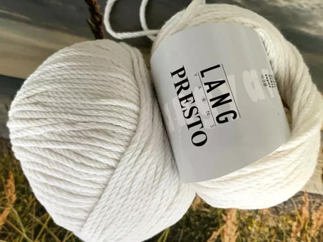 650 g PRESTO Wolle Baumwolle Lang Yarns Luxus SOMMER frisches Weiß Frühling