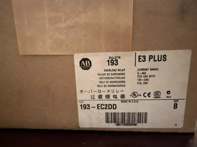 NEW IN BOX 193-EC2DD Thermal overload relay Allen-Bradley 193EC2DD FREE SHIP US