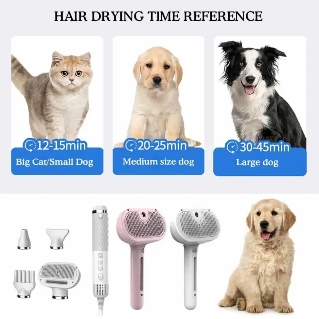 Dog Hair Dryer, 5 in 1 Portable Handheld Dog Dryer Temperature Adjust Smart M1A2
