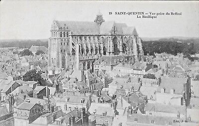 Postcard France Saint Quentin Vue Prise du Beffroi La Basilique 1940s