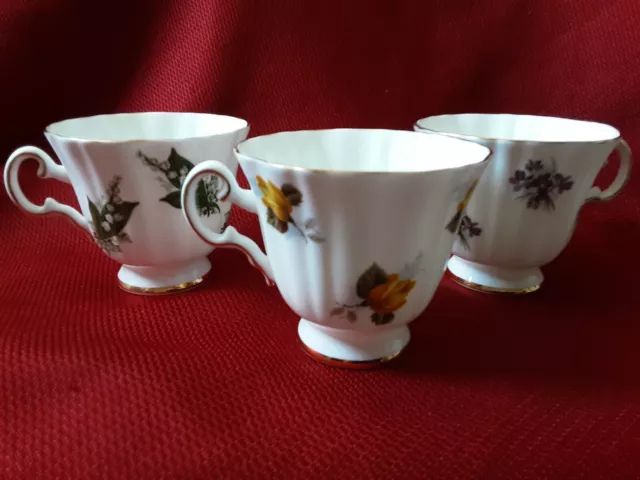 Royal Grafton Fine Bone China Porcelain  Tea Cups Set Of 3 Made in England