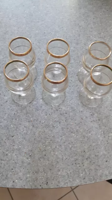 lot de 6 verres  à liqueur doré vintage