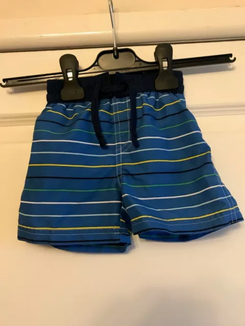 Boys Blue Striped Swimming Shorts - Marks & Spencer - Age 12-18 Months - VGC