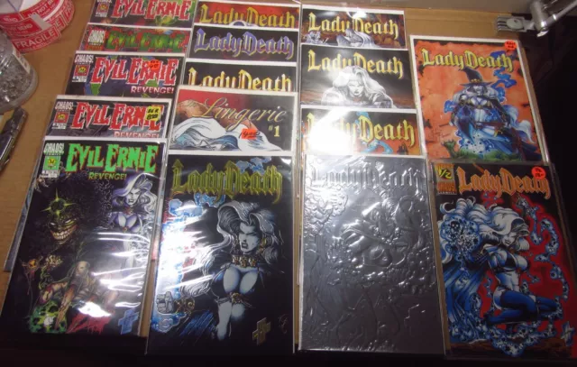 Lady Death & Evil Ernie comic lot (x16) NM/MT 9.2 to 9.6...w/several key issues