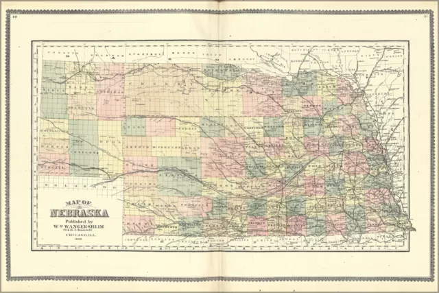 Poster, Many Sizes; Map Of Nebraska 1889