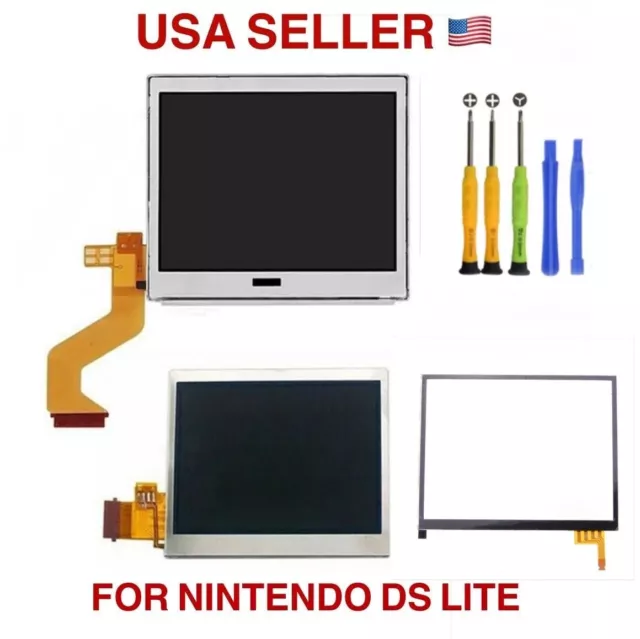 NEW Nintendo DS Lite Top & Bottom Lower LCD Screen Display Replacement W/ Tools