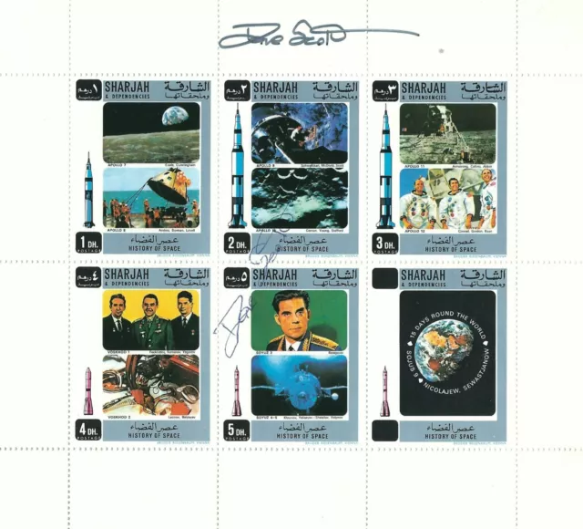 Dave Scott Apollo 15 Signed Stamp Sheet - Uacc & Aftal Rd Astronaut Autograph