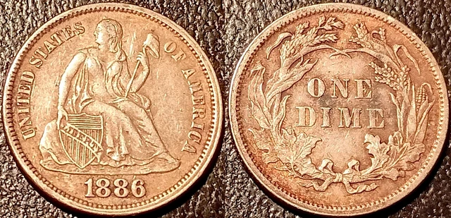United States - Seated Liberty Dime 10 Cents Silver 1886 Ttb Km# 92
