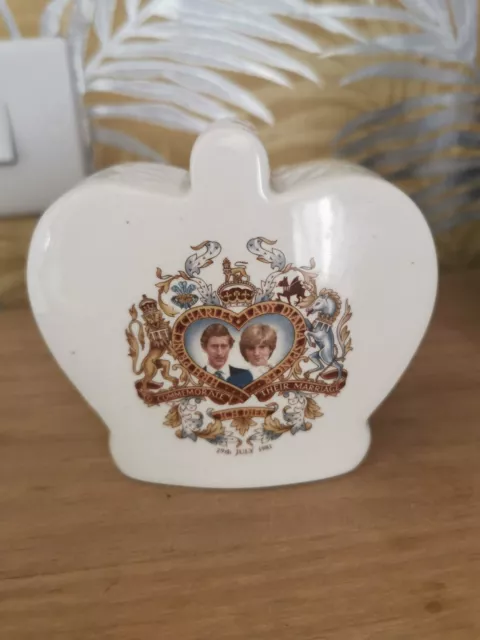 Vintage Arthur Wood Commemorative Crown shaped Money Box Prince Charles & Diana