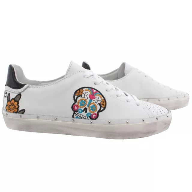 Women's Shoes Sneakers REBECCA MINKOFF 00MS NA01 Michell Skull Nappa White New