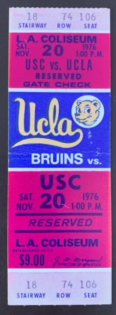 UCLA Bruins 11/20/1976 ORIGINAL college football ticket vs USC Trojans