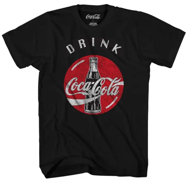 Coca Cola Drink Bottle Cap Logo Men's Black T-Shirt New